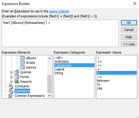 usar o Construtor de Expressões no Access 7