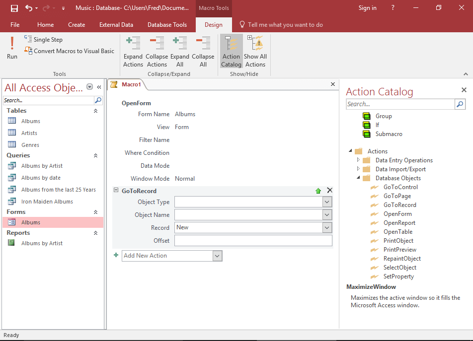 Maneiras de criar macros no banco de dados MS Access