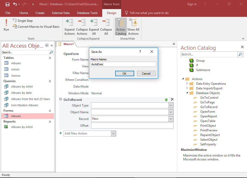 Maneiras de criar macros no banco de dados MS Access