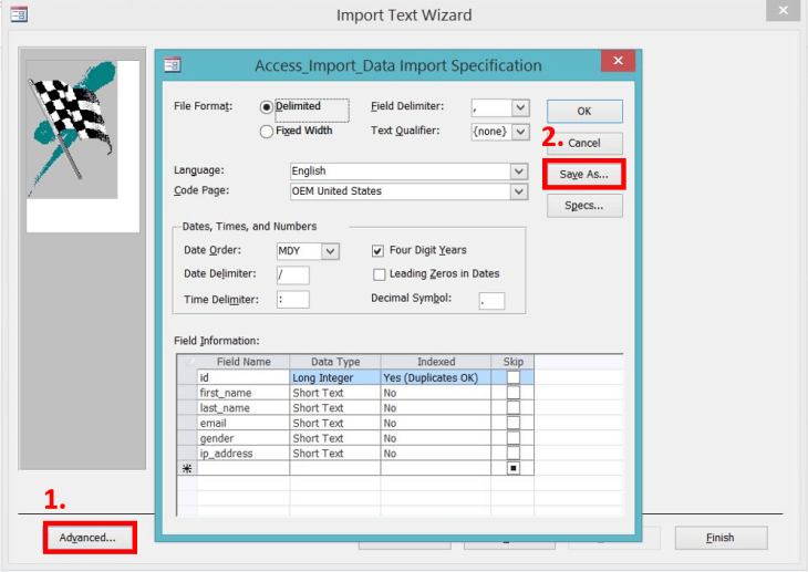 MS Access importacao erros 6