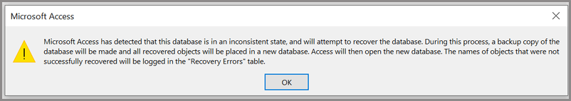 Como todos sabemos, o MS Access é um renomado SGBD (Sistema de Gerenciamento de Banco de Dados) produzido pela Microsoft. É usado principalmente devido aos seus excelentes recursos e interface amigável. Como qualquer outro software, o Access não é imune a erros ou problemas. Um dos erros que os usuários costumam encontrar é: “Microsoft Access has detected that this database is in an inconsistent state…”. É assim que parece: Esta mensagem de erro aparece quando um arquivo .mdb do Access DB é compartilhado pela rede e acessado por vários usuários. Felizmente, neste artigo, discutirei as causas básicas do erro de estado inconsistente, como identificá-lo e algumas maneiras eficazes de solucioná-lo. Então vamos começar….! Por que meu banco de dados Access está em um estado inconsistente? Abaixo, descrevi os principais fatores que podem levar seu banco de dados a ficar em um estado inconsistente: 1. Devido à corrupção do banco de dados O arquivo de banco de dados corrompido é o principal motivo da inconsistência do banco de dados. Isso acontece devido a desligamentos inadequados, bugs de software ou falhas de hardware. 2. Problemas de rede Quando vários usuários acessam o mesmo banco de dados em uma rede simultaneamente, problemas de rede podem interromper a conexão com o banco de dados e, devido a isso, você pode encontrar erros de estado inconsistentes no Access. 3. Bugs e falhas de software Como qualquer software, o MS Access pode apresentar bugs. Às vezes, esses bugs podem levar a inconsistências no banco de dados, especificamente se afetarem componentes cruciais de um mecanismo de banco de dados. Sintomas de estado inconsistente do Microsoft Access Diagnosticar um estado inconsistente do banco de dados é importante para tomar as medidas corretas para resolver a situação. Algumas indicações comuns incluem: 1. Dados ausentes/incorretos nas tabelas. 2. Erros ao tentar acessar o banco de dados. 3. Desempenho lento ao consultar um banco de dados. 4. Falhas frequentes ao usar o Access. Como você já conhece as causas e indicações desse problema, vamos saber como reparar o banco de dados Access que está em um erro de estado inconsistente com as melhores correções. Como consertar o Microsoft Access detectou que este banco de dados está em um erro de estado inconsistente? A seguir estão os métodos que você pode tentar para corrigir esse problema. Método 1 – Experimente o Utilitário Compacto Integrado Você pode usar a ferramenta de reparo integrada do Access, ou seja, ‘Compactar e Reparar’, que executa duas funções. Em primeiro lugar, compacta o banco de dados liberando o espaço deletado que é excessivamente capturado pelo banco de dados e serve apenas para corromper o banco de dados e fragmentar os dados armazenados. Em segundo lugar, tenta reparar o banco de dados. Embora este utilitário ajude a resolver os danos de intensidade mínima, ele não corrige erros de acesso de nível superior. Então você pode tentar. Siga estas etapas para executar esta ferramenta: Passo 1: Abra o Access, mas não abra o banco de dados. Clique em Arquivo. Passo 2: Aponte o cursor para Informações e clique em Compactar e Reparar Banco de Dados. Passo 3: Agora no banco de dados a ser compactado Na caixa de diálogo, navegue e selecione o banco de dados que deseja compactar e reparar >> Compactar. Nota: Certifique-se de que ninguém esteja usando o arquivo de banco de dados, caso contrário o utilitário de compactação e reparo falhará. Método 2 – Importar banco de dados corrompido Outro método que você pode tentar é criar um novo banco de dados e, mantendo-o vazio, tentar importar uma tabela para ele. Se for bem-sucedido, os usuários poderão importar todas as tabelas para o novo banco de dados. Isso é sugerido porque existem alguns erros de banco de dados do Access que não podem ser corrigidos pelo utilitário Compactar e Reparar. Para importar o banco de dados para o novo banco de dados, siga estas etapas: • Abra o MS Access e crie um novo arquivo de banco de dados. • Toque em Access para importar o banco de dados Access na guia Dados Externos. Na próxima janela pop-up, clique em Procurar e localize o arquivo do banco de dados enquanto ele é importado. • Especifique o local e as técnicas para armazenar dados em um novo banco de dados e clique em OK. • Selecione o botão de opção “Importar tabelas, formulários, relatórios, macros e módulos para o banco de dados atual”. e pressione o botão OK. • Na próxima janela selecione todos os objetos de banco de dados que deseja importar e clique em OK. Método 3 – Desative o modo de leasing em seu PC Como você está recebendo um erro “O Microsoft Access detectou que este banco de dados está em um estado inconsistente” ao tentar abrir um banco de dados compartilhado armazenado na rede, desabilitar um modo de leasing na hospedagem do seu sistema pode ajudá-lo a resolver isso. Siga as instruções para desativar um modo de leasing: • Em primeiro lugar, vá para a caixa Pesquisar no seu PC com Windows. • Digite CMD e clique com o botão direito no resultado (Prompt de Comando) para selecionar a opção “Executar como administrador”. • Na janela CMD, você deve copiar e colar esta sintaxe: REG ADD HKEY_LOCAL_MACHINE\SYSTEM\CurrentControlSet\Services\lanmanserver\parameters /v DisableLeasing /t REG_DWORD /d 1 /f NET STOP SERVER NET START SERVER • Por fim, feche a janela do CMD. Agora, tente abrir o arquivo DB para verificar se o erro foi resolvido. Caso contrário, vá para o próximo método. Método 4 – Atualizar o aplicativo Access para corrigir o Microsoft Access detectou que este banco de dados está em um estado inconsistente Muitos usuários relataram recentemente nos sites da comunidade que resolveram esse erro atualizando o aplicativo Access. Você também pode tentar este método para se livrar dele. Para atualizar o software MS Access, certifique-se de que seu sistema esteja conectado a uma Internet estável e siga as etapas abaixo: • Abra o MS Access >> vá para a aba ‘Arquivo’. • Localize e clique na opção “Conta” >> “Atualizações do Office”. • Agora, verifique se há atualizações disponíveis e clique em Atualizar agora. • Siga as instruções na tela para instalar as atualizações com êxito. Método 5 – Opte por uma ferramenta profissional de reparo de acesso Access Reparar E Recuperação ferramenta é um software popular para recuperar arquivos corrompidos do MS Access (MDB ou ACCDB). Esta ferramenta tem a capacidade de corrigir quase todas as corrupções menores e maiores, além de restaurar objetos de banco de dados como tabelas, tabelas vinculadas, índices, macros de módulos, etc. Principais recursos do software de reparo e recuperação de acesso: • Repare facilmente arquivos de banco de dados MS Access MDB ou ACCDB corrompidos • Restaura tabelas, consultas, índices, tabelas vinculadas, tipos de dados calculados, relações, etc. danificados. • Encontra itens fixos do banco de dados na árvore de verificação • Suporta MS Access 2016/2013/2010/2007/2003/2002/2000 • Permite selecionar arquivos de banco de dados corrompidos do seu PC • Recupera formulários e módulos protegidos por senha • Recuperar todos os registros excluídos para um novo banco de dados. Portanto, basta baixar e instalar este programa em seu PC para reparar a corrupção do banco de dados e corrigir o erro de estado inconsistente. Etapas para usar a ferramenta de reparo do MS Access Método 6 – Procure Assistência Profissional Se os métodos DIY acima não conseguirem reparar o banco de dados do Access que está em um erro de estado inconsistente, é aconselhável procurar um administrador de banco de dados profissional que possa diagnosticar o problema e corrigi-lo para você. Como evitar erros de estado inconsistente de acesso no futuro? Para evitar mais erros de estado inconsistente do MS Access, siga as dicas mencionadas abaixo: Crie backup com frequência Você deve manter o backup do seu banco de dados MS Access. Se você mantiver o backup do seu banco de dados MS Access regularmente, você sempre poderá ter a opção de restaurar os dados do backup quando o seu banco de dados Access for corrompido. Feche o aplicativo MS Access corretamente É sempre sugerido que você certifique-se de sair corretamente do seu aplicativo MS Access. Selecione a opção Arquivo> Sair para fechar o aplicativo corretamente. Feche todas as conexões À medida que você terminar seu trabalho, sugere-se que você feche todas as conexões do banco de dados. Divida seu banco de dados Se o seu banco de dados MS Access for acessado por dois ou vários usuários, é sugerido que você divida seu banco de dados em duas partes - um front-end que armazena consultas, formulários, relatórios e páginas de acesso a dados, e o back-end armazena a tabela inteira junto com os dados armazenados nele. Não permita que usuários de Mac e Windows trabalhem na mesma rede Se você permitir que usuários de Windows e Mac compartilhem a mesma rede, as chances de corrupção do MS Access aumentam. Isso ocorre porque o Mac cria tráfego intenso durante a transferência e impressão de arquivos gráficos. Portanto, é recomendável não permitir que usuários de Windows e Mac trabalhem na mesma rede ao mesmo tempo. Veredicto Final Acima, afirmei 6 soluções eficazes para reparar o banco de dados Access que está em um estado inconsistente. Tudo que você precisa fazer é implementar os métodos um por um até corrigi-lo com sucesso. No entanto, se as correções manuais não funcionaram, é provável que o próprio arquivo de banco de dados esteja corrompido. Nesse caso, você deve optar imediatamente pelo sofisticado Access Reparar Ferramenta para reparar a corrupção do banco de dados e resolver o erro. Isso é tudo… 