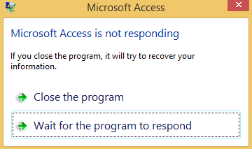 problema do Microsoft Access não responder
