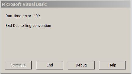 Runtime Error 49 Bad DLL Calling Convention