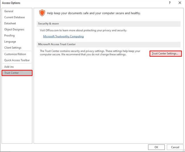 assistente do MS Access que não está funcionando