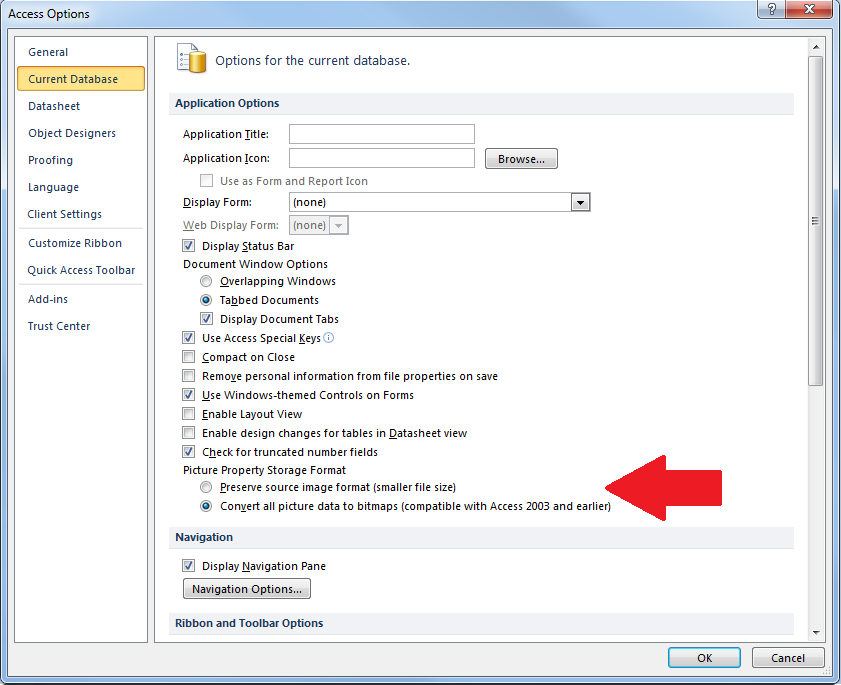 imagens que não aparecem no banco de dados do Access