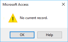 Nenhum Registro Atual em Access