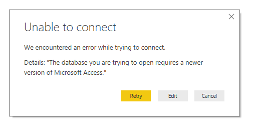 Unable to Connect o Access banco de dados