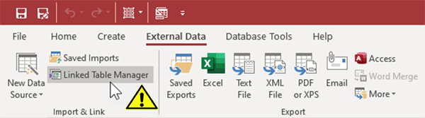 MS Access Linked Table Manager não está funcionando