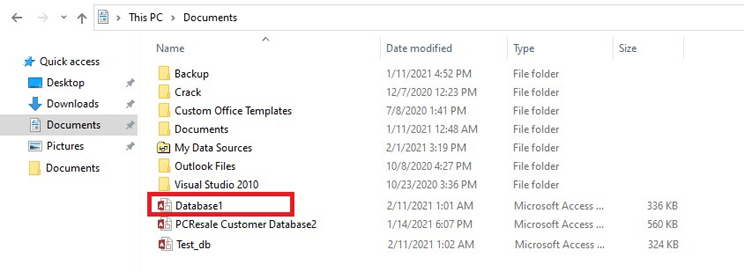 recuperar objetos excluídos do banco de dados Access