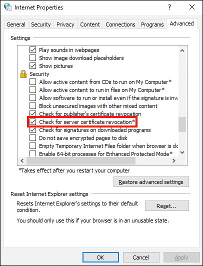 Verificar revogação do certificado do servidor