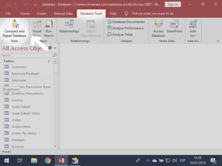 Recuperar Mesa de Access com Definição Danificada