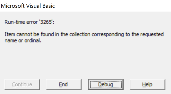 Access Run-time Error ‘3265’: Item Cannot Be Found in the Collection