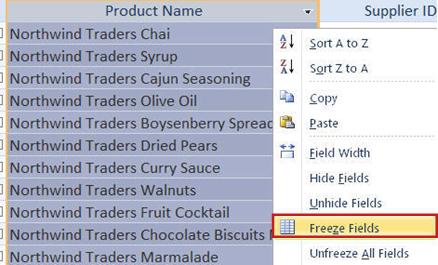 Congelar uma Coluna no MS Access